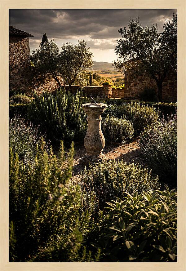 Sundial In Herb Garden