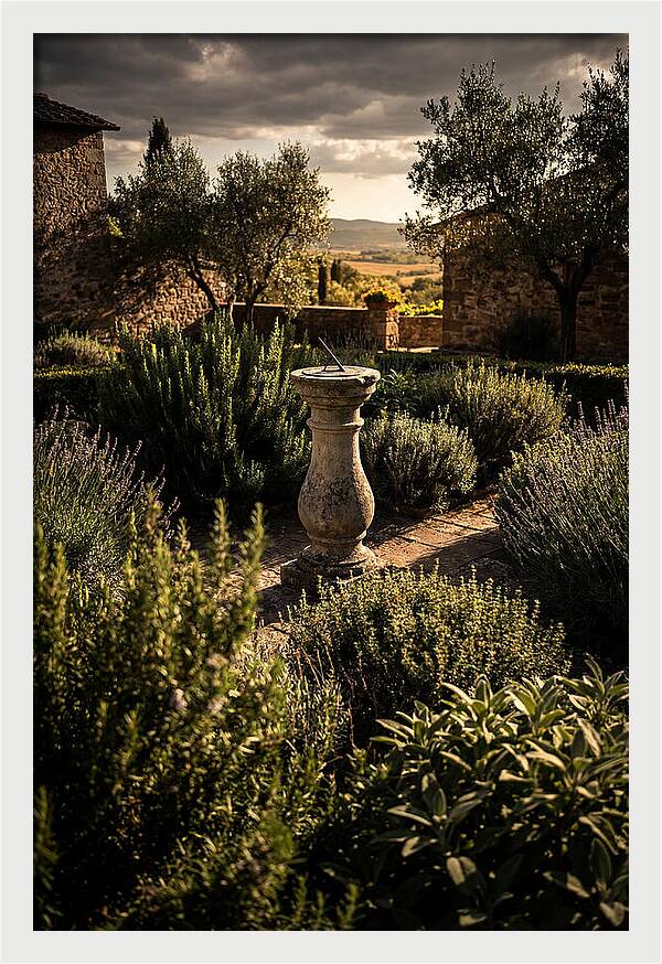 Sundial In Herb Garden