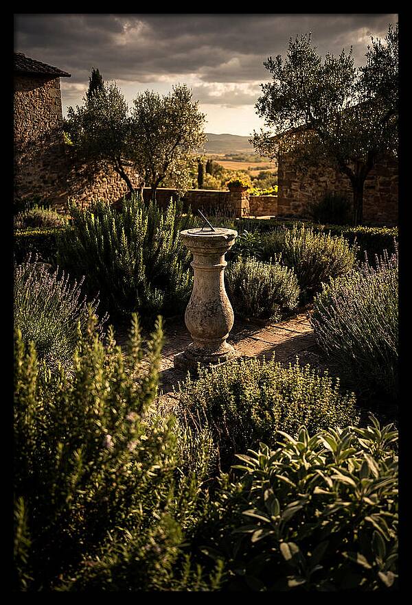 Sundial In Herb Garden