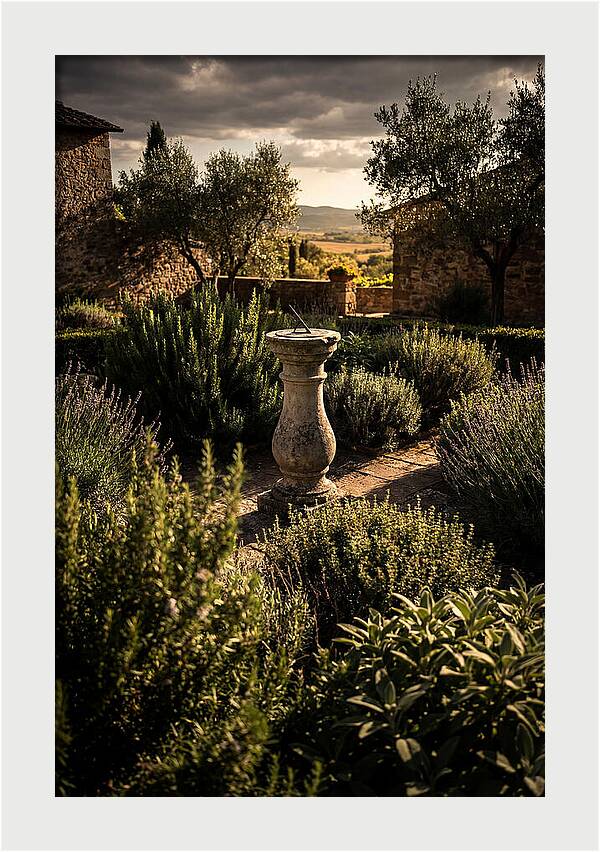 Sundial In Herb Garden