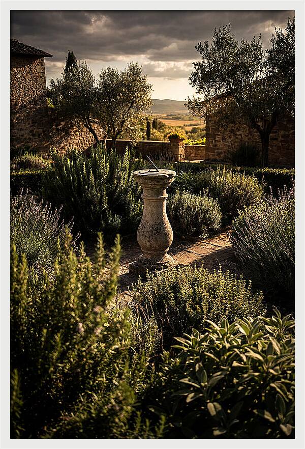 Sundial In Herb Garden