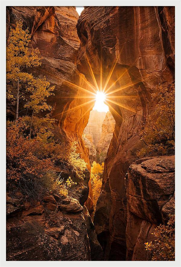 Sunlight Streaming Through Canyon