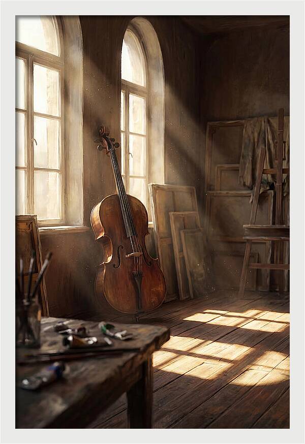 Sunlit Studio With Cello
