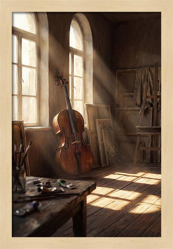 Sunlit Studio With Cello