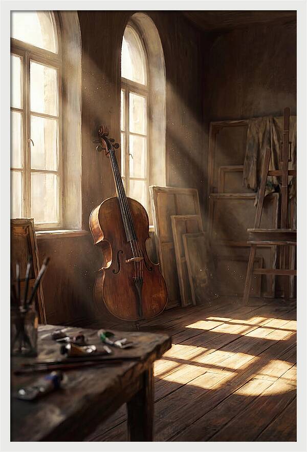 Sunlit Studio With Cello