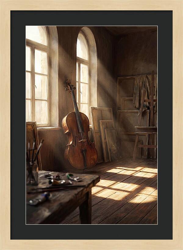 Sunlit Studio With Cello