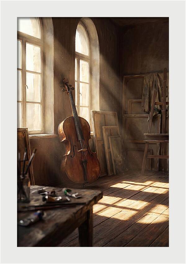 Sunlit Studio With Cello