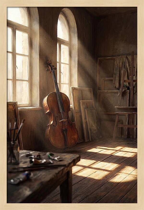 Sunlit Studio With Cello