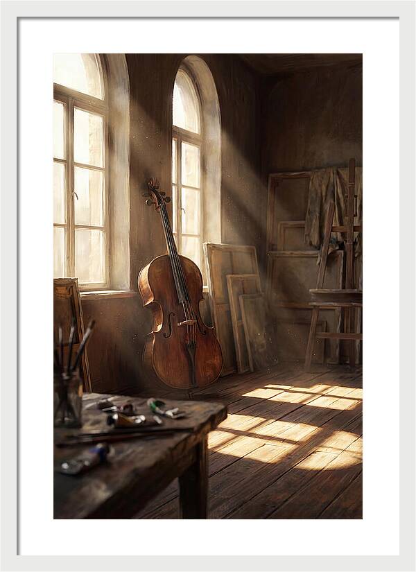 Sunlit Studio With Cello