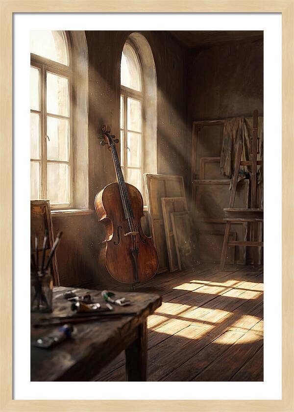 Sunlit Studio With Cello