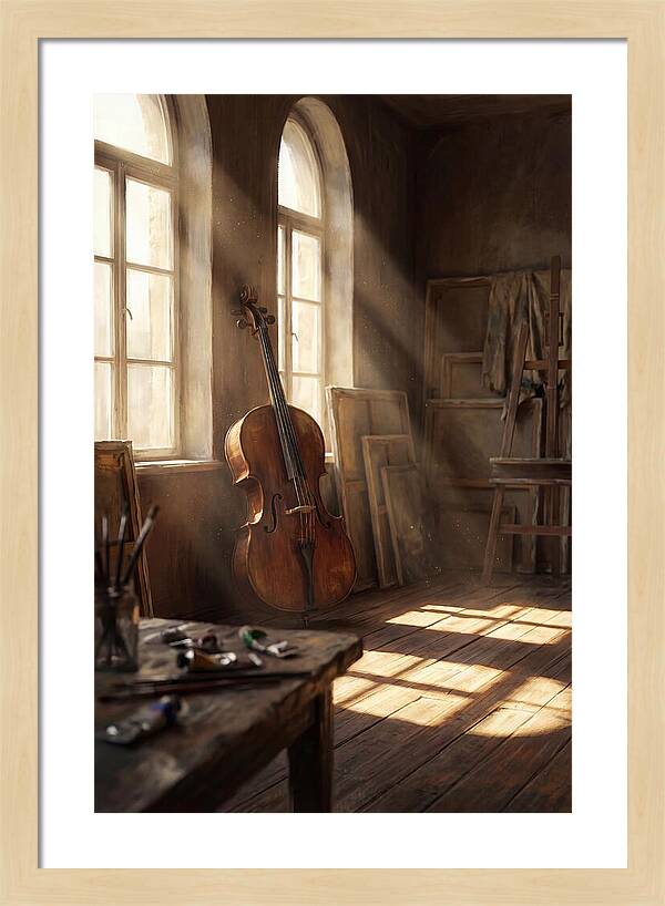 Sunlit Studio With Cello