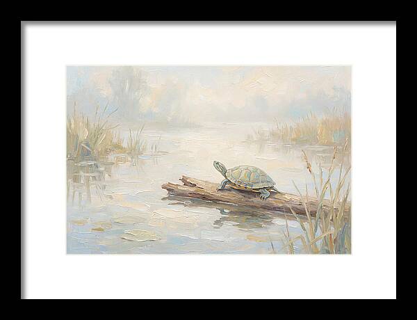 Sunning Turtle On A Log