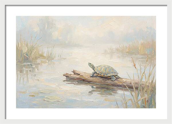 Sunning Turtle On A Log