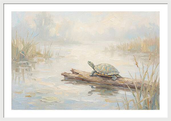 Sunning Turtle On A Log
