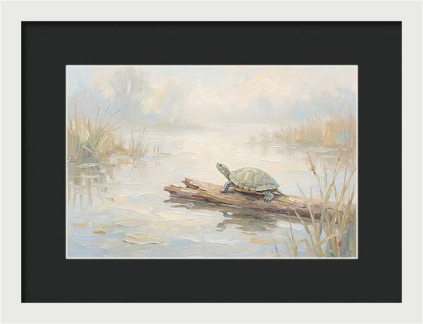 Sunning Turtle On A Log