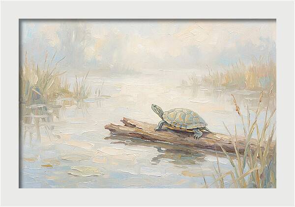 Sunning Turtle On A Log