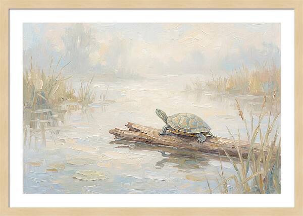 Sunning Turtle On A Log
