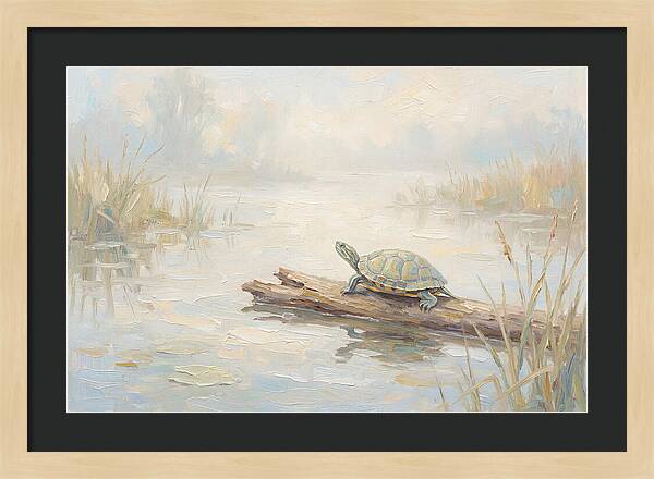 Sunning Turtle On A Log
