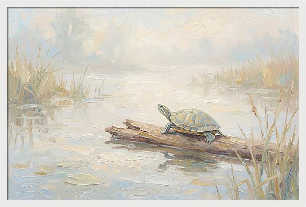 Sunning Turtle On A Log