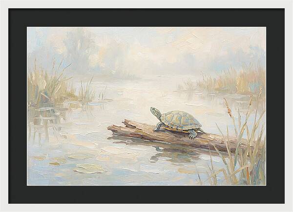 Sunning Turtle On A Log