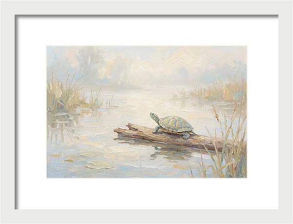 Sunning Turtle On A Log