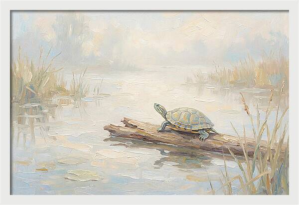 Sunning Turtle On A Log