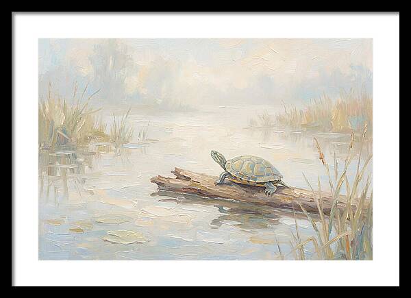 Sunning Turtle On A Log