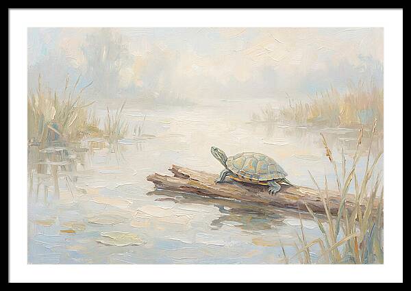 Sunning Turtle On A Log