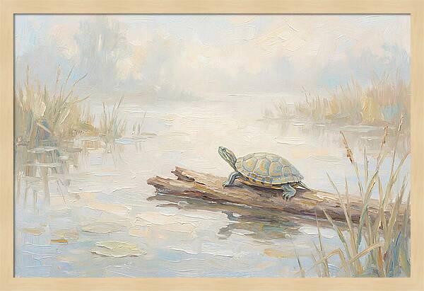 Sunning Turtle On A Log