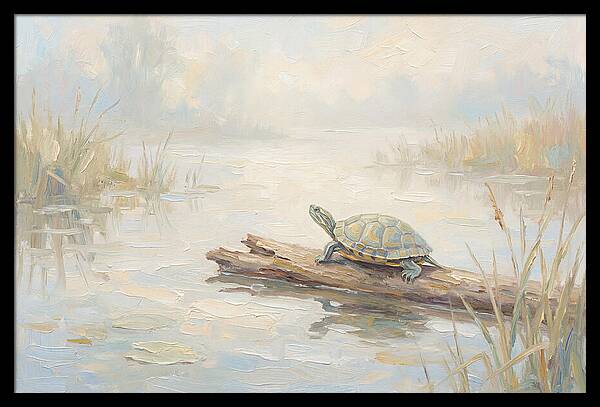 Sunning Turtle On A Log