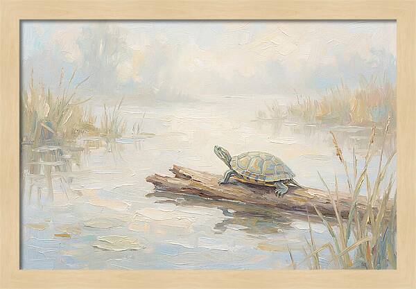 Sunning Turtle On A Log