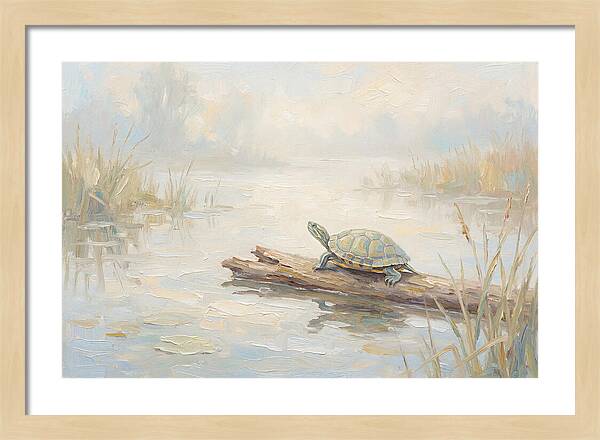 Sunning Turtle On A Log