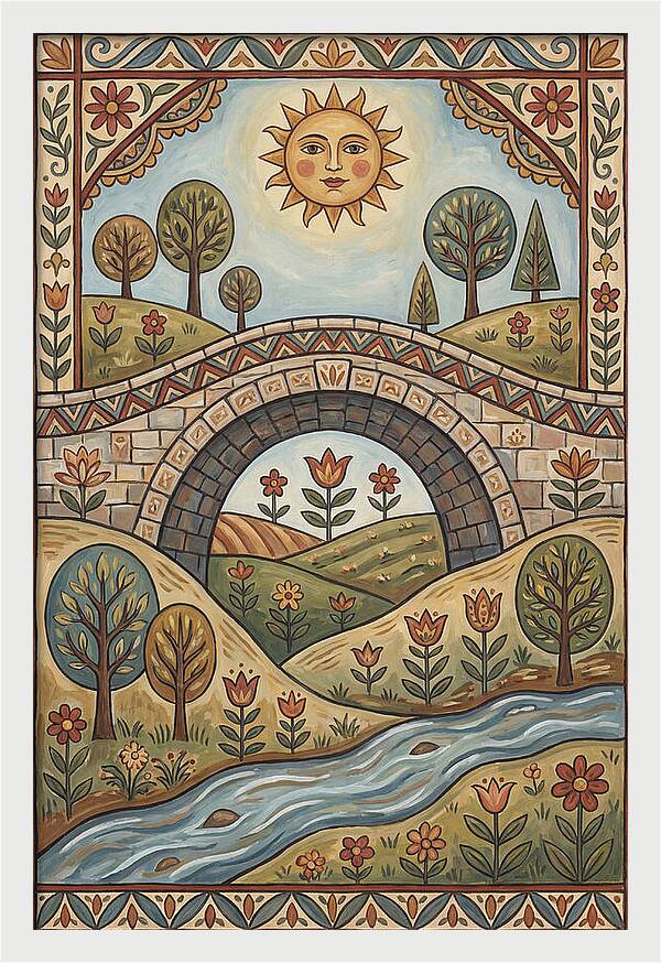Sunny Bridge Over Flowing Stream