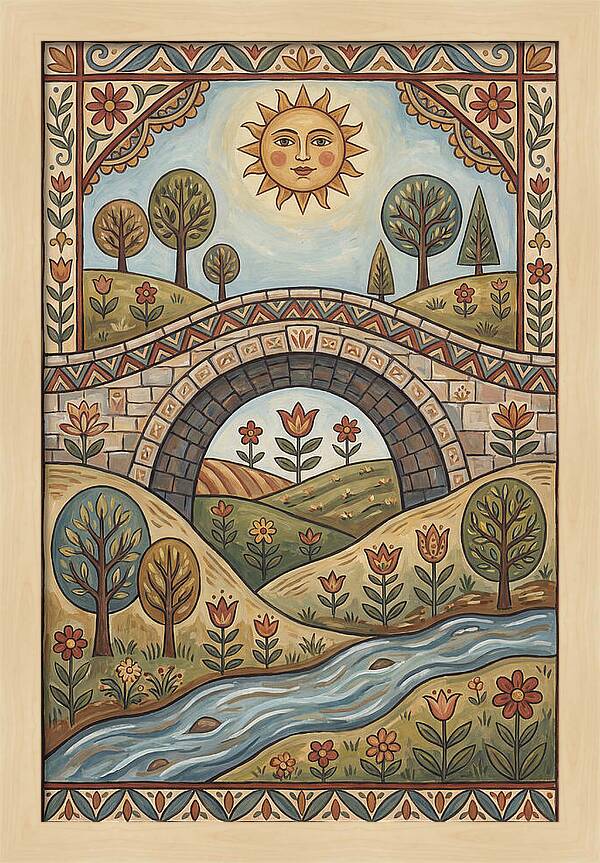 Sunny Bridge Over Flowing Stream
