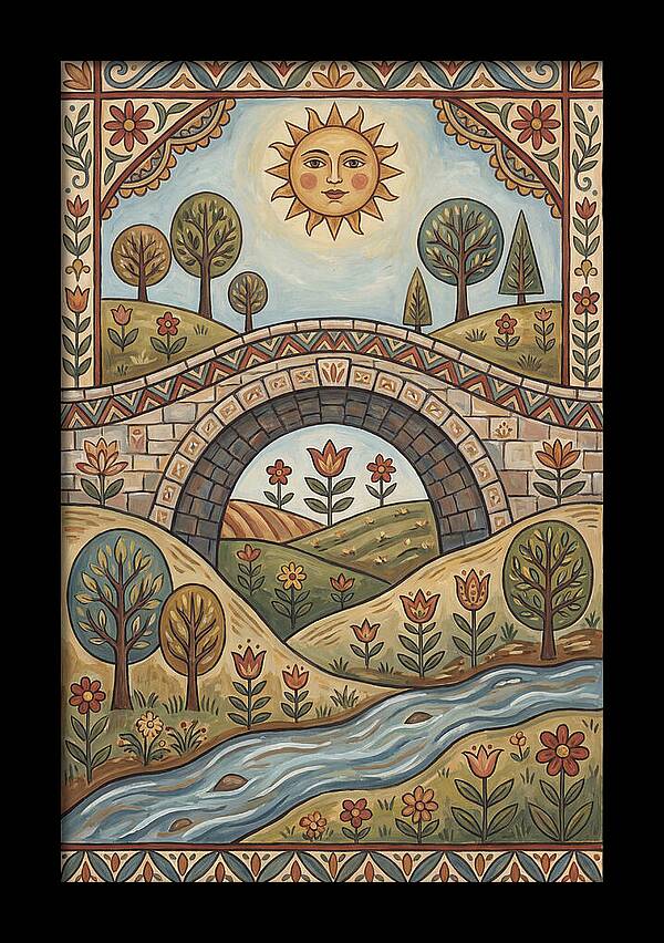 Sunny Bridge Over Flowing Stream