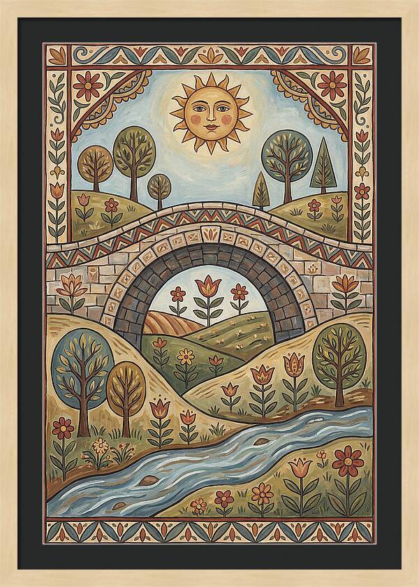 Sunny Bridge Over Flowing Stream