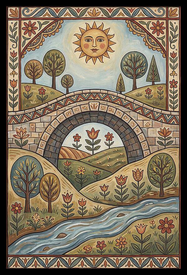 Sunny Bridge Over Flowing Stream