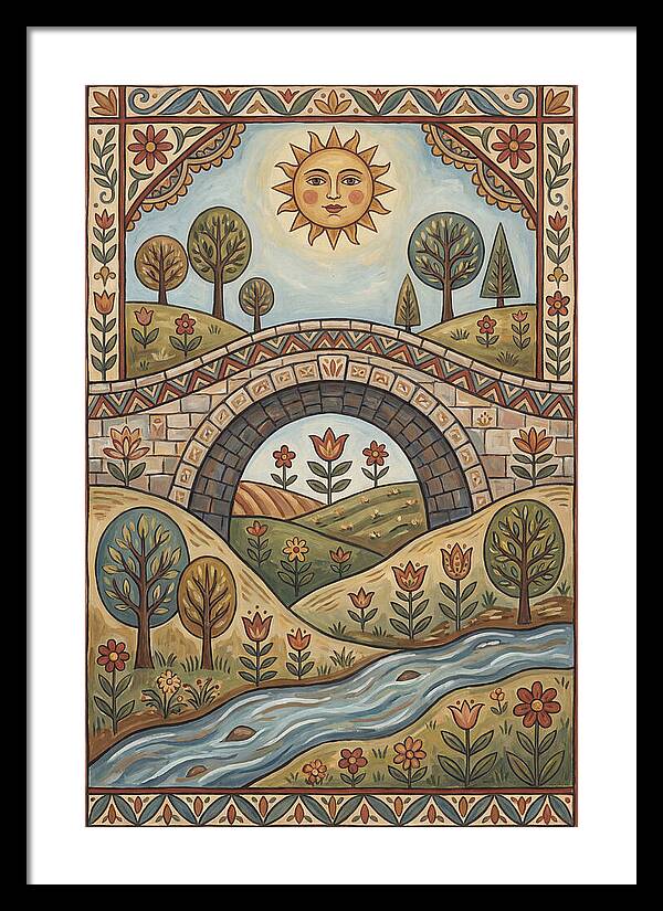 Sunny Bridge Over Flowing Stream