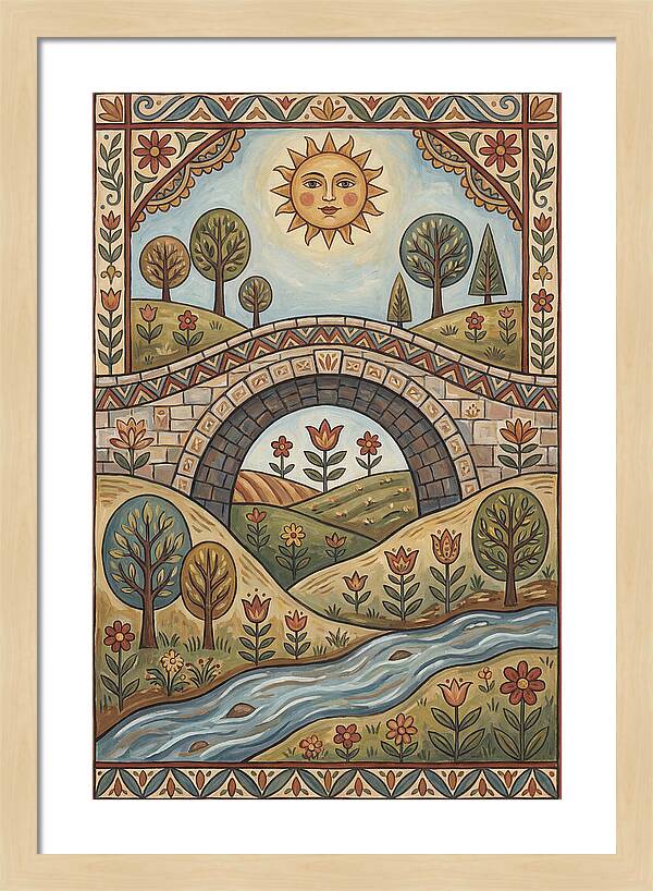 Sunny Bridge Over Flowing Stream