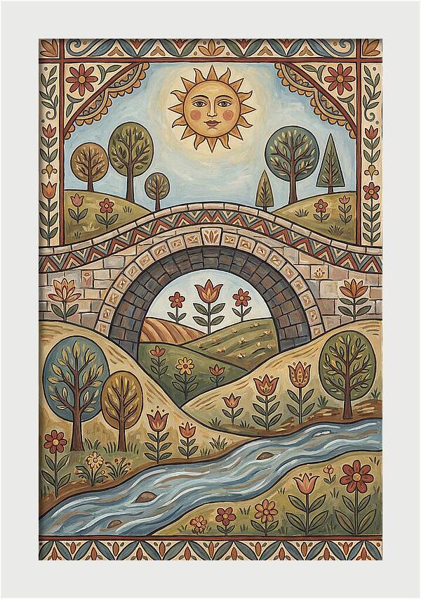 Sunny Bridge Over Flowing Stream