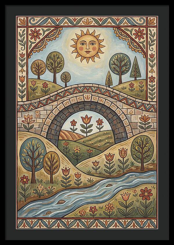 Sunny Bridge Over Flowing Stream