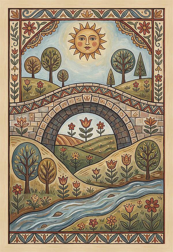 Sunny Bridge Over Flowing Stream