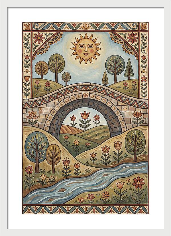 Sunny Bridge Over Flowing Stream