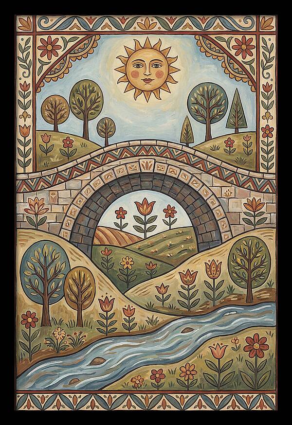 Sunny Bridge Over Flowing Stream