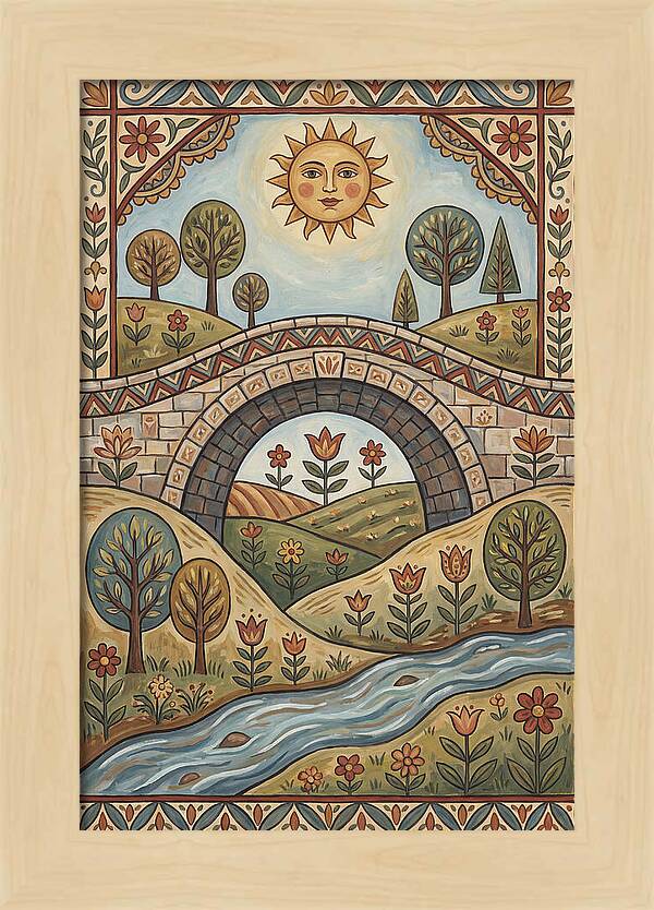 Sunny Bridge Over Flowing Stream