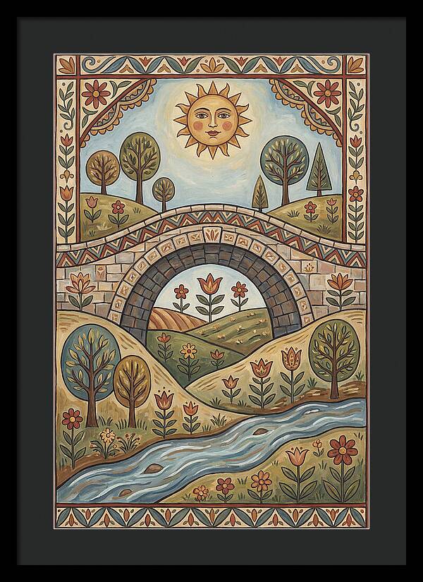 Sunny Bridge Over Flowing Stream