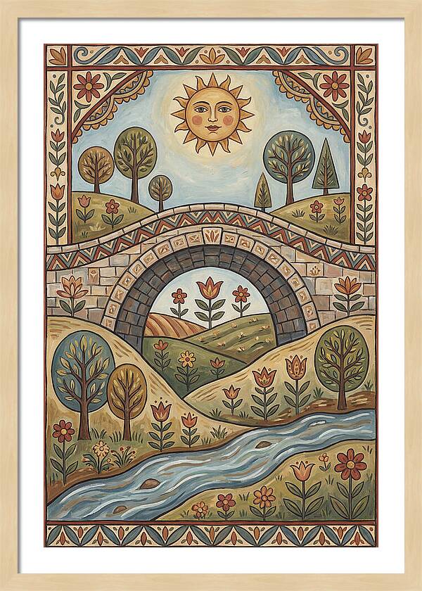 Sunny Bridge Over Flowing Stream