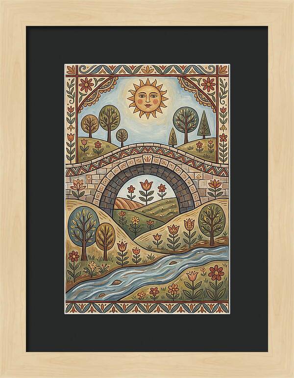 Sunny Bridge Over Flowing Stream