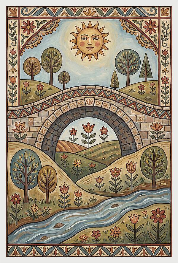 Sunny Bridge Over Flowing Stream
