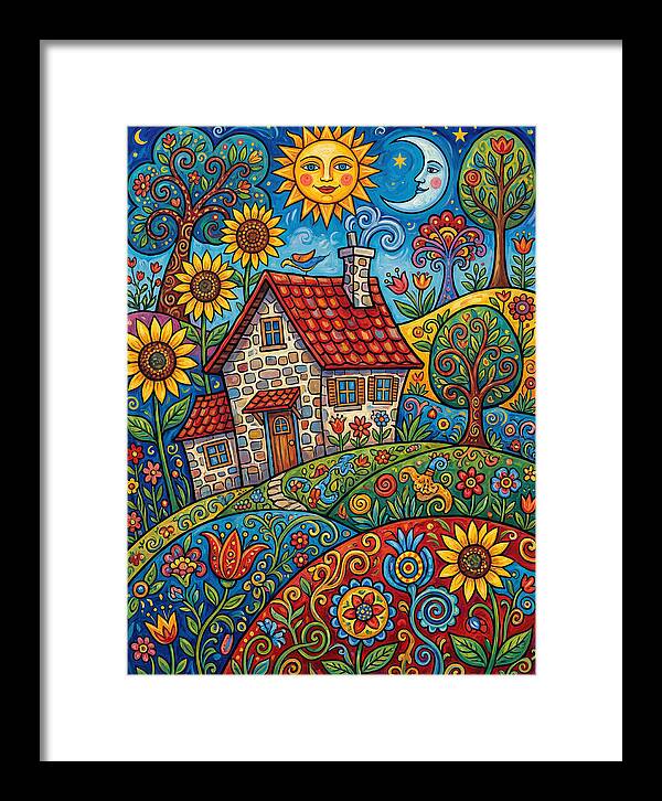 Sunny Stone Farmhouse Scene